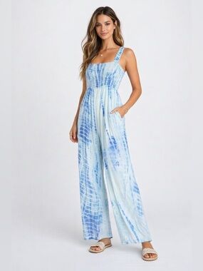 Kos Resort Blue Tie-Dye Jumpsuit
